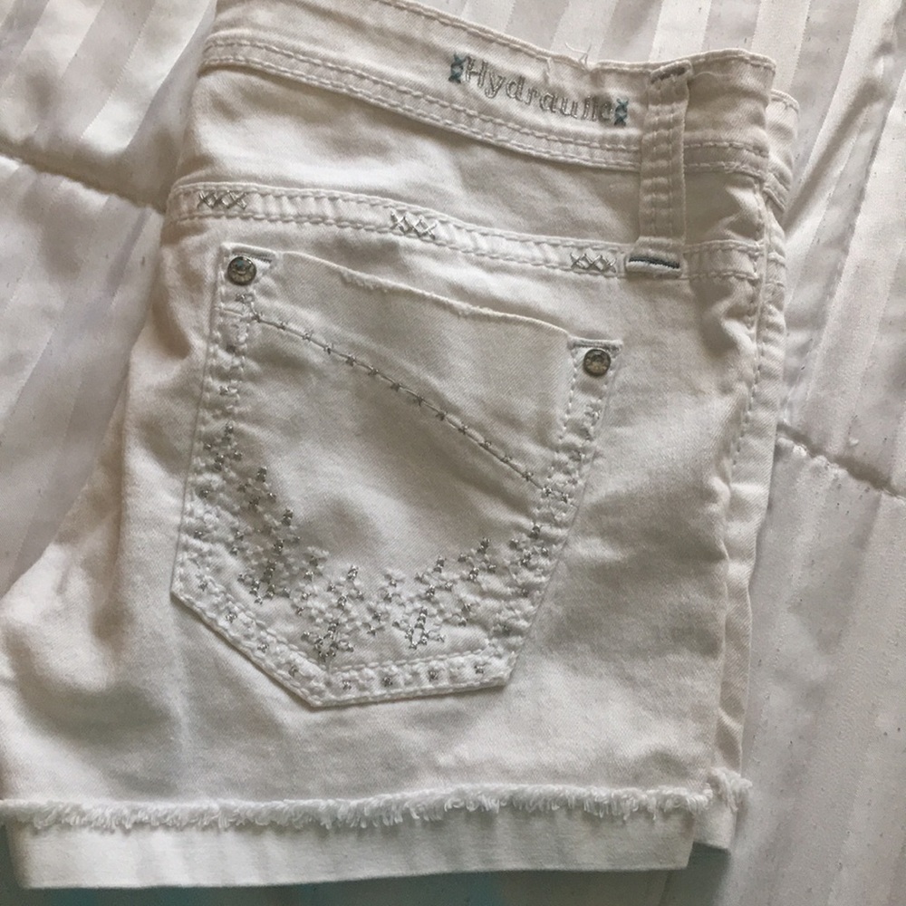 White jean shorts